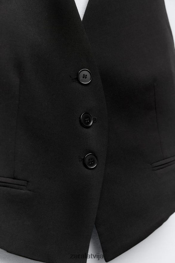 atvērta aizmugures pavada veste sievietes Zara melns 6ZTV40149 apģērbs