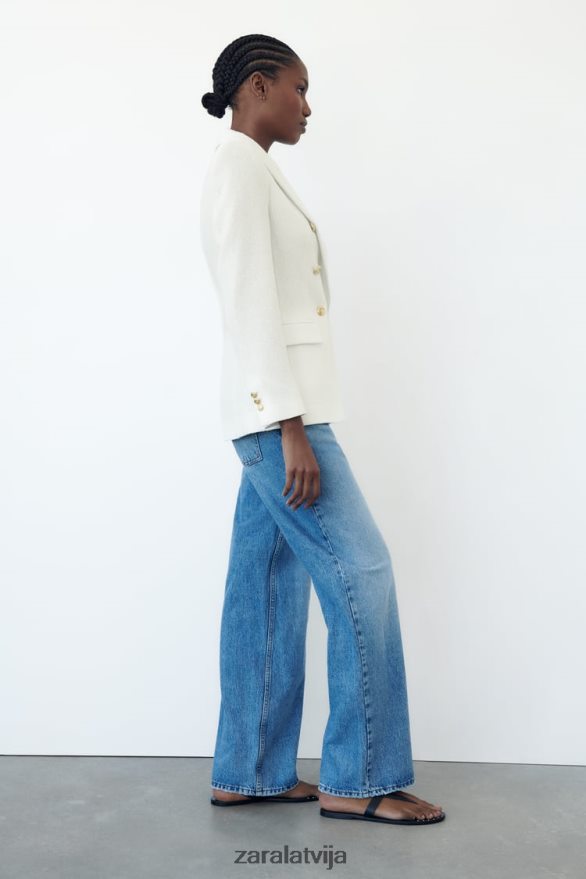 divrindu teksturētas pinuma jaka sievietes Zara austeru balts 6ZTV40175 apģērbs