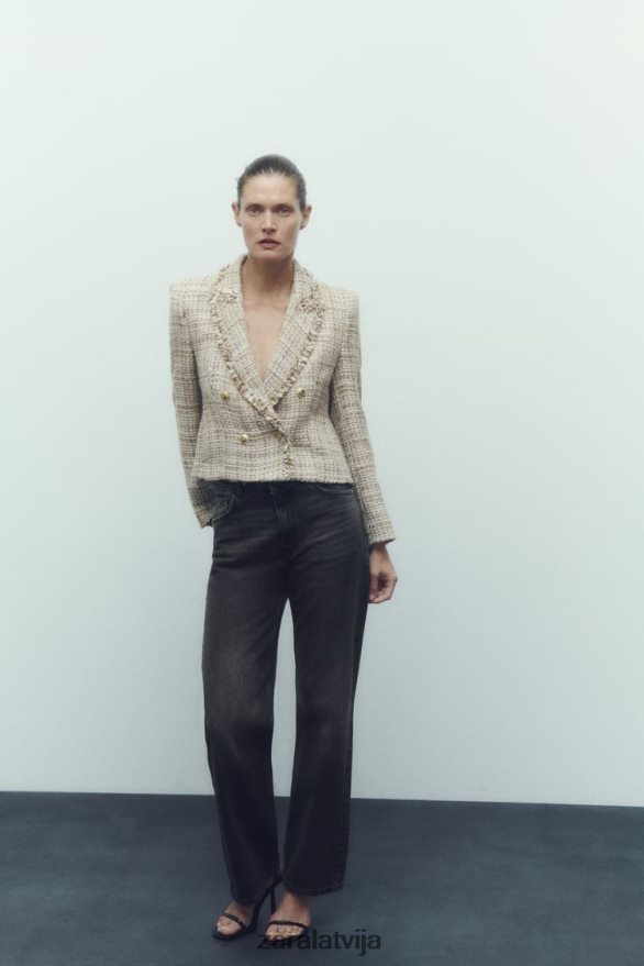 divrindu teksturētas pinuma jaka sievietes Zara daudzkrāsains 6ZTV40162 apģērbs