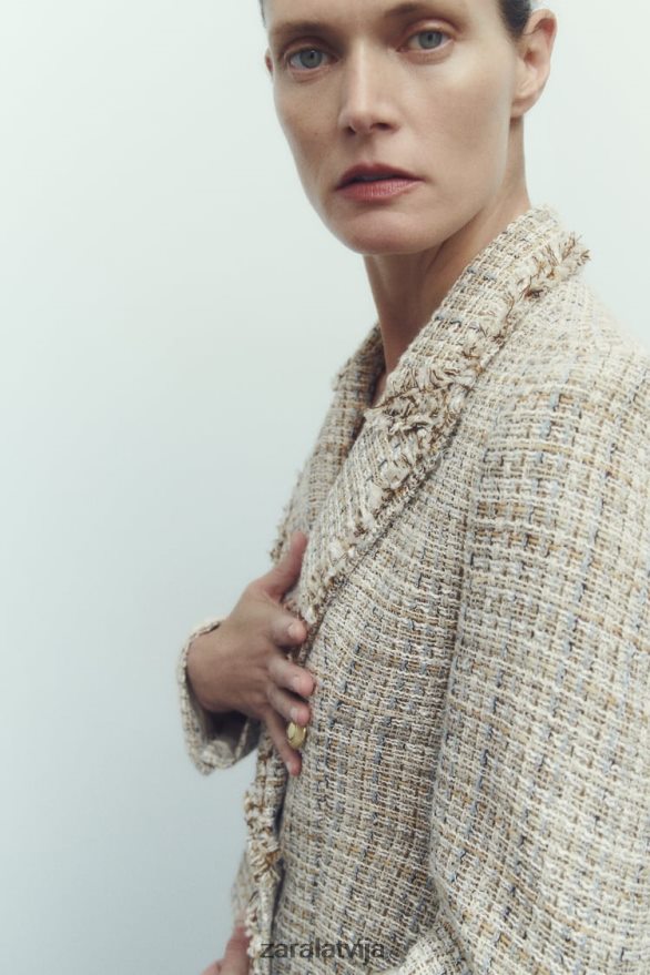 divrindu teksturētas pinuma jaka sievietes Zara daudzkrāsains 6ZTV40162 apģērbs