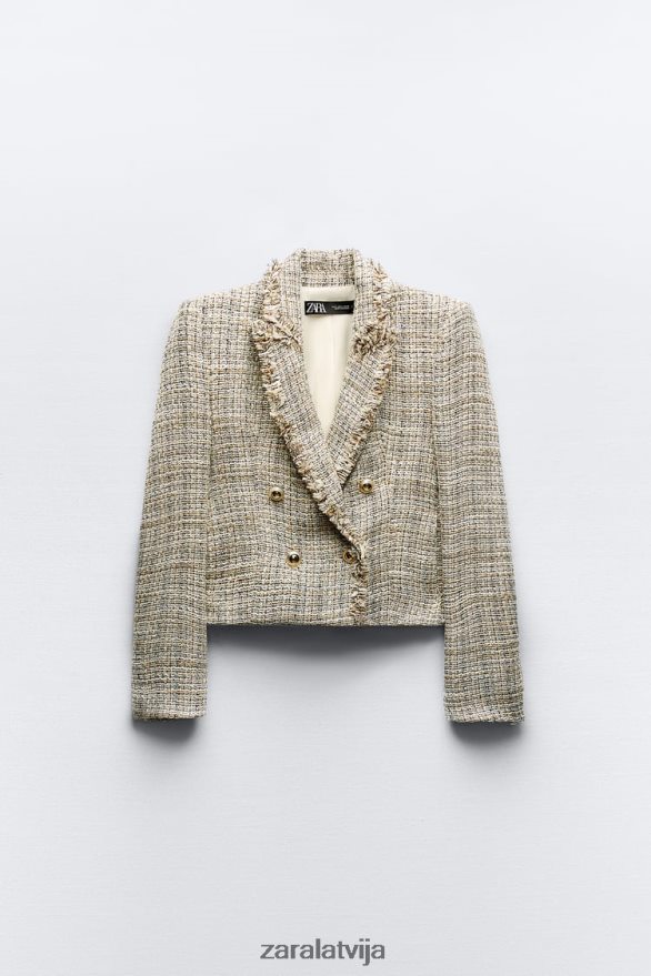 divrindu teksturētas pinuma jaka sievietes Zara daudzkrāsains 6ZTV40162 apģērbs