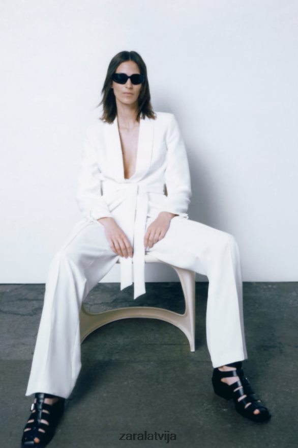 jaka ar jostu sievietes Zara ekru 6ZTV40174 apģērbs