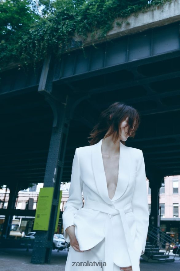 jaka ar jostu sievietes Zara ekru 6ZTV40174 apģērbs