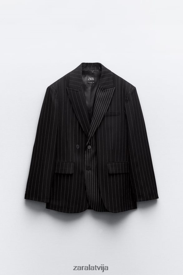 lielizmēra strīpveida žakete sievietes Zara melns 6ZTV40142 apģērbs