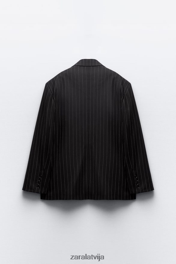 lielizmēra strīpveida žakete sievietes Zara melns 6ZTV40142 apģērbs