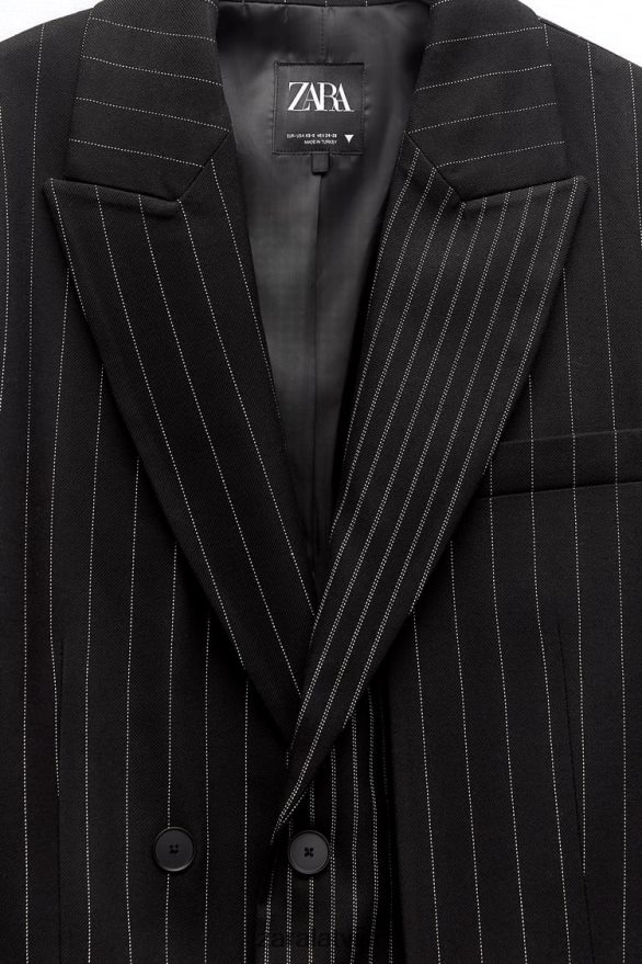lielizmēra strīpveida žakete sievietes Zara melns 6ZTV40142 apģērbs