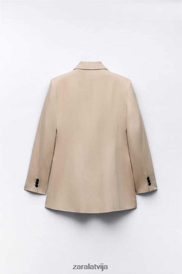 lina maisījuma divkāršu žakete sievietes Zara smiltis 6ZTV40183 apģērbs