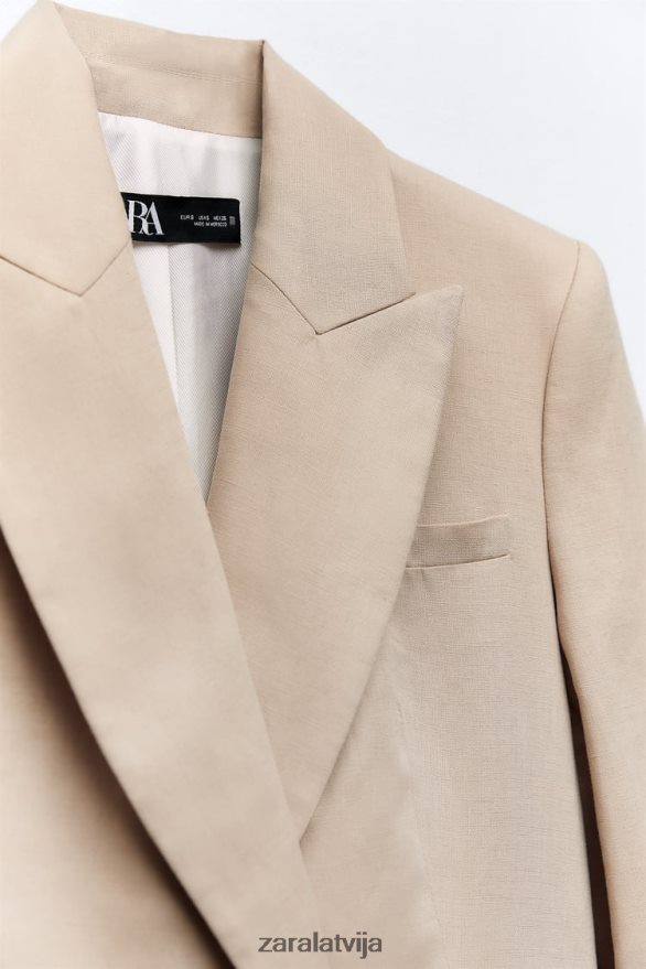 lina maisījuma divkāršu žakete sievietes Zara smiltis 6ZTV40183 apģērbs