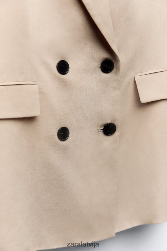 lina maisījuma divkāršu žakete sievietes Zara smiltis 6ZTV40183 apģērbs