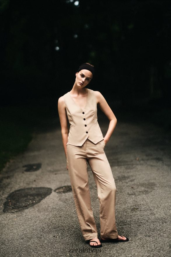 linu maisījuma veste sievietes Zara smiltis 6ZTV40150 apģērbs