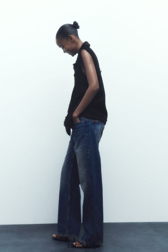 nobružāta apdare ar teksturētu veste sievietes Zara melns 6ZTV40147 apģērbs