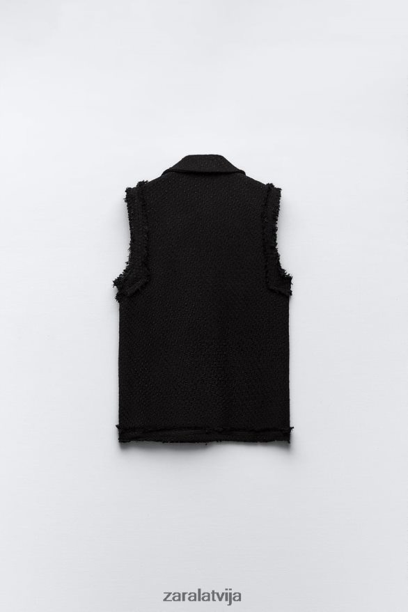 nobružāta apdare ar teksturētu veste sievietes Zara melns 6ZTV40147 apģērbs