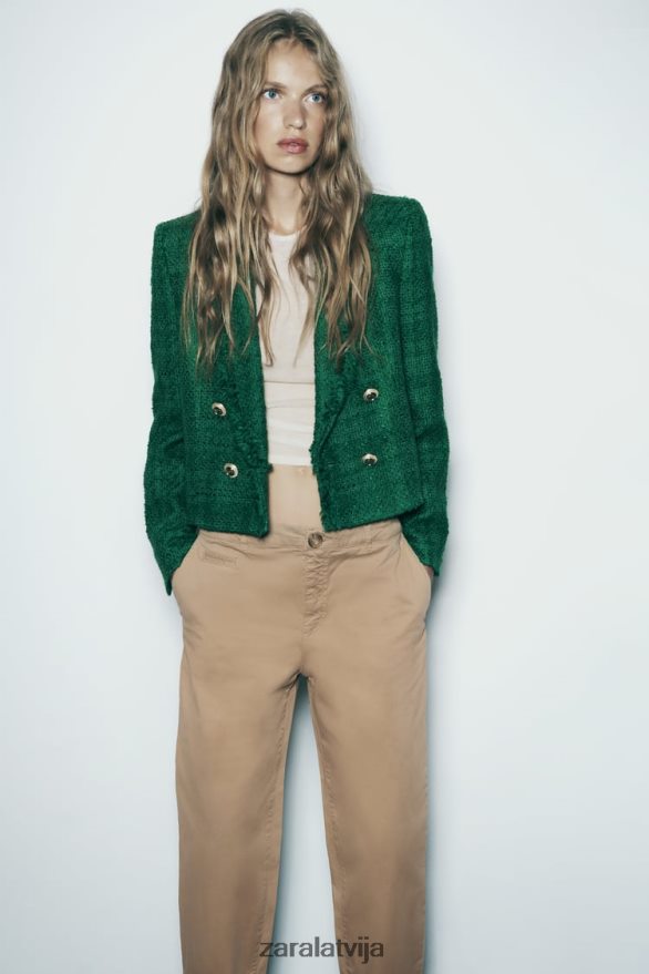 nobružāts divrindu žakete sievietes Zara zaļš 6ZTV40141 apģērbs