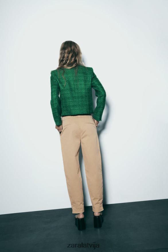 nobružāts divrindu žakete sievietes Zara zaļš 6ZTV40141 apģērbs
