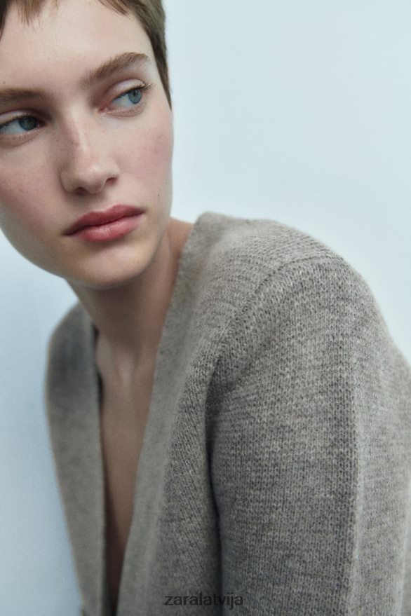 peplum vilnas trikotāžas žakete sievietes Zara pelēks 6ZTV40164 apģērbs