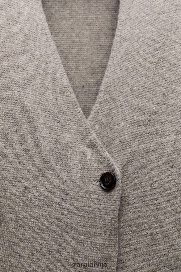 peplum vilnas trikotāžas žakete sievietes Zara pelēks 6ZTV40164 apģērbs