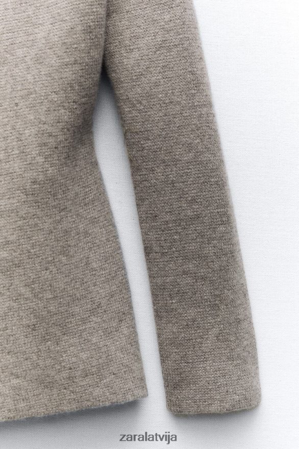 peplum vilnas trikotāžas žakete sievietes Zara pelēks 6ZTV40164 apģērbs