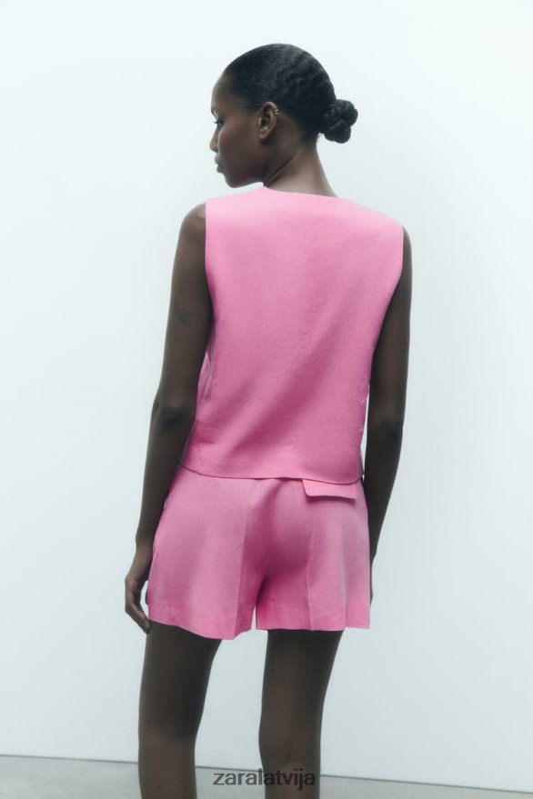 pielāgota lina maisījuma veste sievietes Zara rozā 6ZTV40176 apģērbs