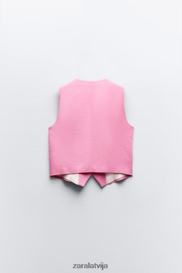 pielāgota lina maisījuma veste sievietes Zara rozā 6ZTV40176 apģērbs