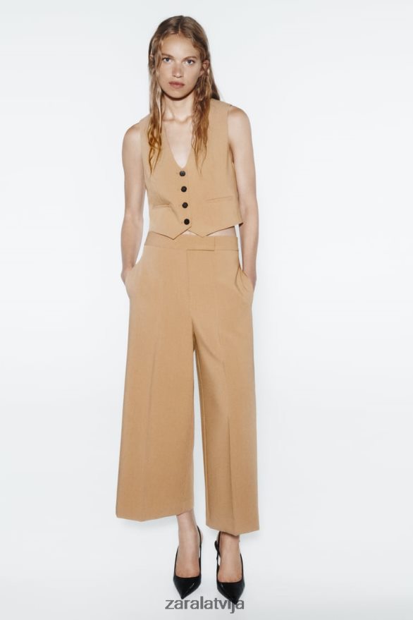 pielāgota īsa vestīte sievietes Zara taupīgi brūns 6ZTV40154 apģērbs