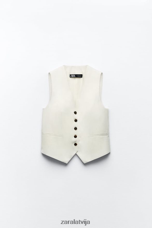 pielāgota veste sievietes Zara gaiši bēšs 6ZTV40157 apģērbs
