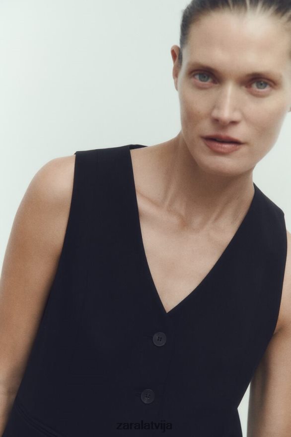 pielāgota veste sievietes Zara melns 6ZTV40145 apģērbs