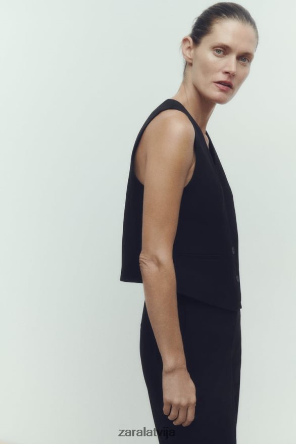pielāgota veste sievietes Zara melns 6ZTV40145 apģērbs
