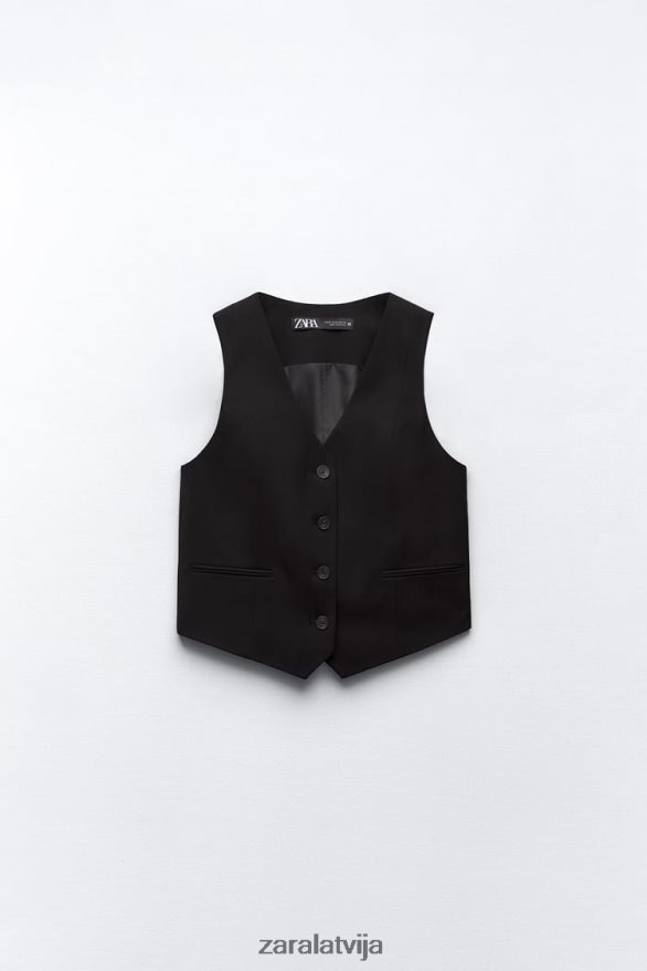 pielāgota veste sievietes Zara melns 6ZTV40145 apģērbs