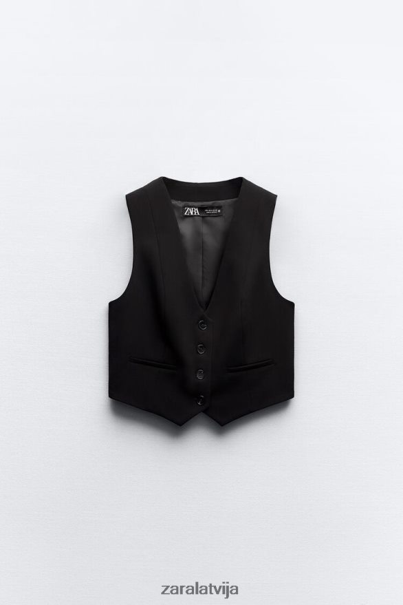 pielāgota veste sievietes Zara melns 6ZTV40158 apģērbs