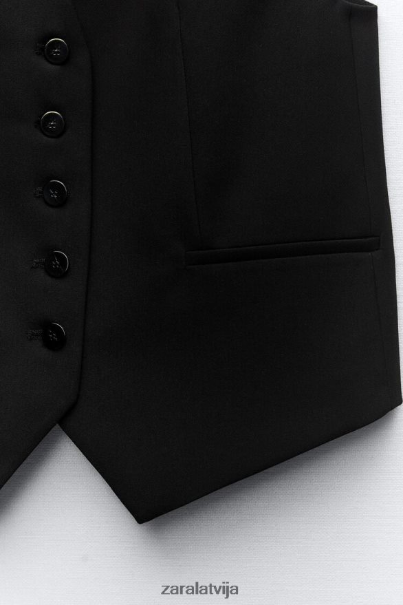 pielāgota veste sievietes Zara melns 6ZTV40158 apģērbs