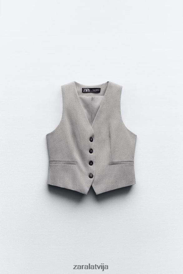 pielāgota veste sievietes Zara pelēks 6ZTV40139 apģērbs
