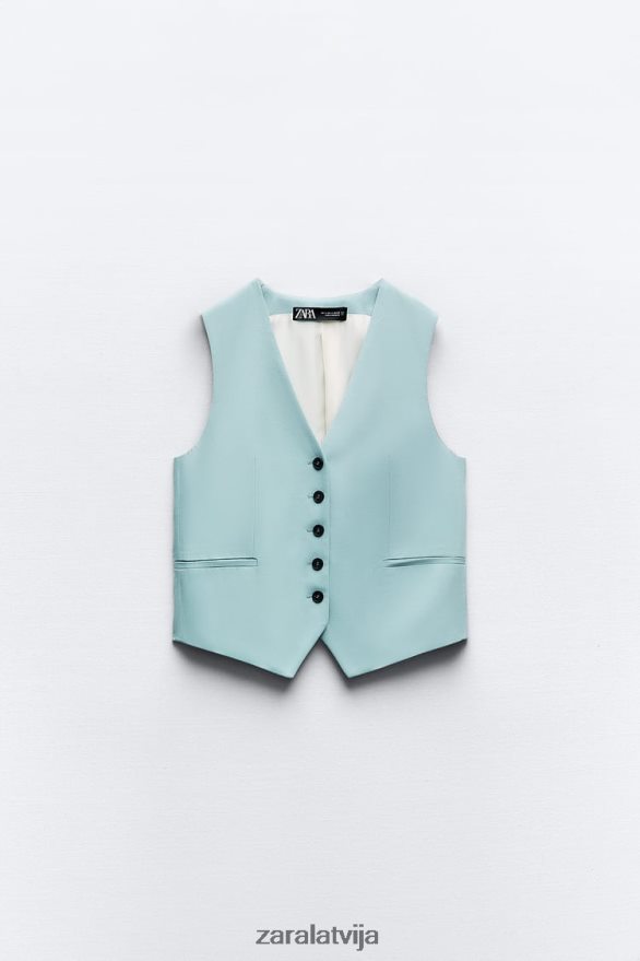 pielāgota veste sievietes Zara zils metāls 6ZTV40178 apģērbs