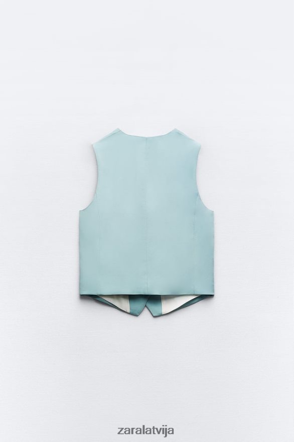 pielāgota veste sievietes Zara zils metāls 6ZTV40178 apģērbs