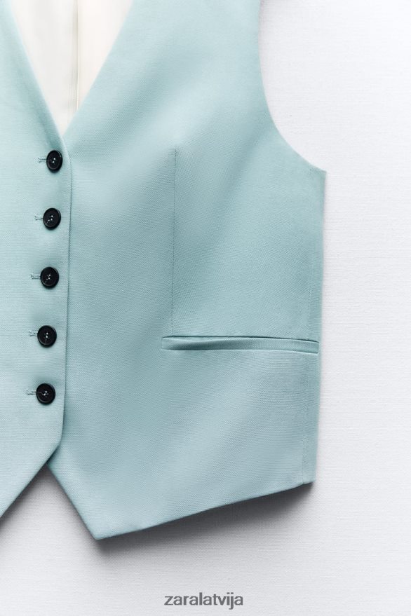 pielāgota veste sievietes Zara zils metāls 6ZTV40178 apģērbs