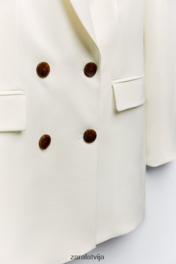 pielāgots divrindu bleizeris sievietes Zara ekru 6ZTV40171 apģērbs