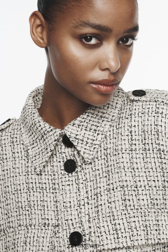 strukturēts bleizeris ar ielāpu kabatām sievietes Zara ekrū/melns 6ZTV40172 apģērbs