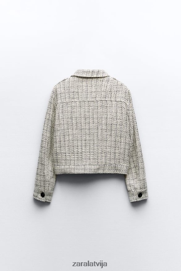 strukturēts bleizeris ar ielāpu kabatām sievietes Zara ekrū/melns 6ZTV40172 apģērbs