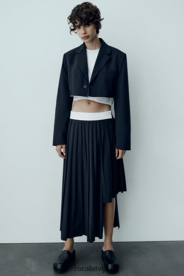 svītrains crop bomber bleizeris sievietes Zara zils 6ZTV40143 apģērbs