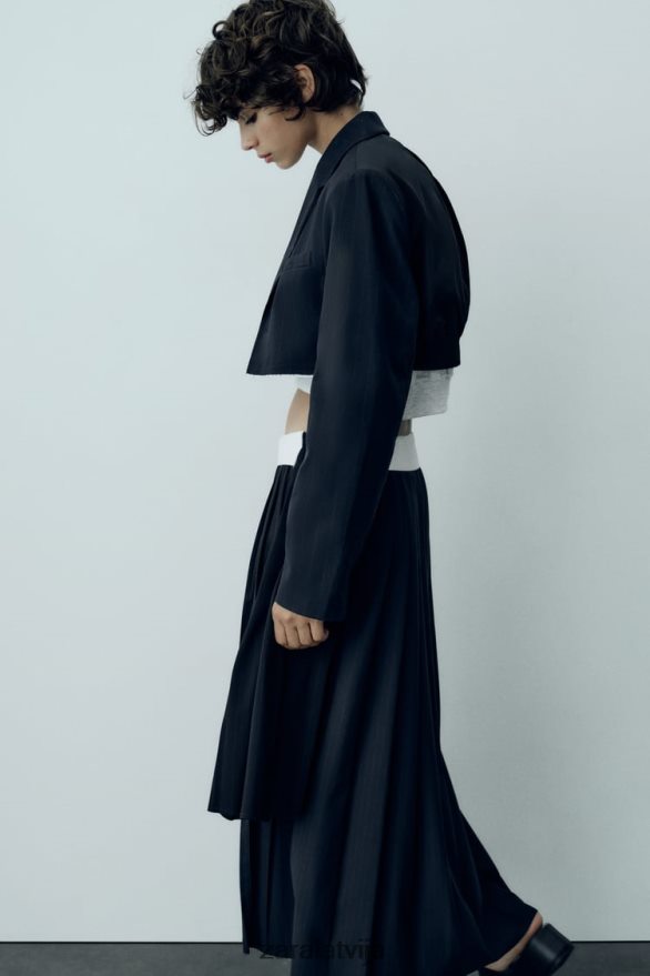 svītrains crop bomber bleizeris sievietes Zara zils 6ZTV40143 apģērbs