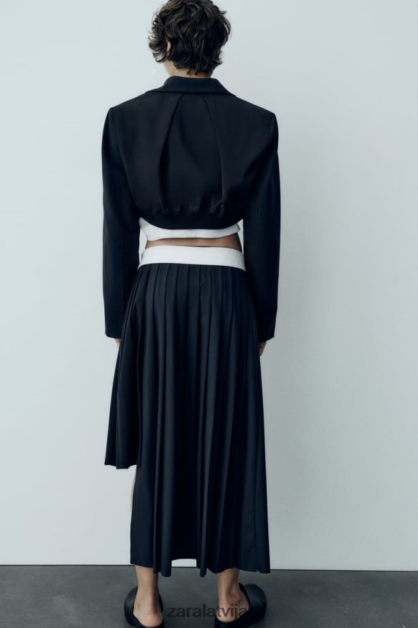 svītrains crop bomber bleizeris sievietes Zara zils 6ZTV40143 apģērbs