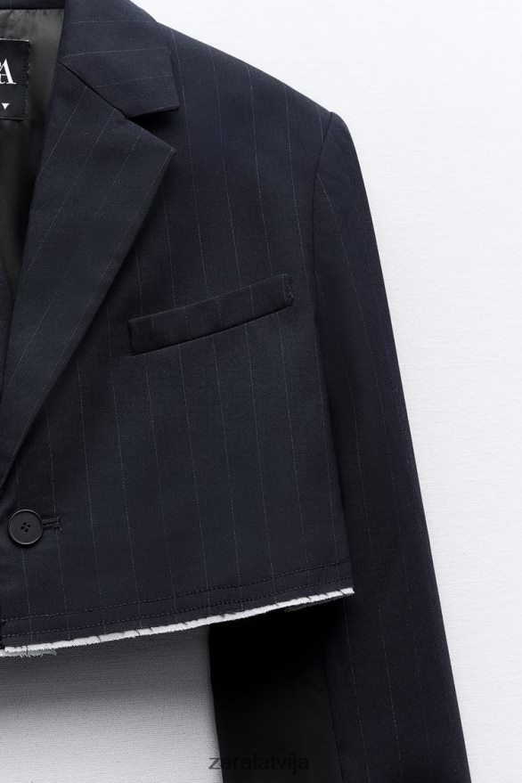 svītrains crop bomber bleizeris sievietes Zara zils 6ZTV40143 apģērbs