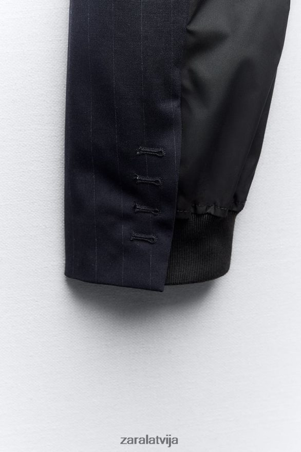 svītrains crop bomber bleizeris sievietes Zara zils 6ZTV40143 apģērbs