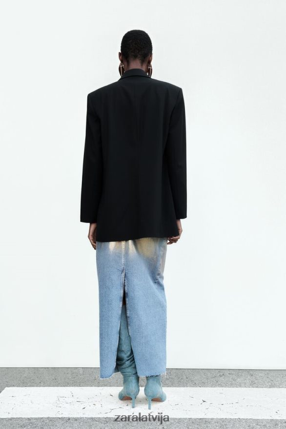 taisna piegriezuma žakete sievietes Zara melns 6ZTV40159 apģērbs
