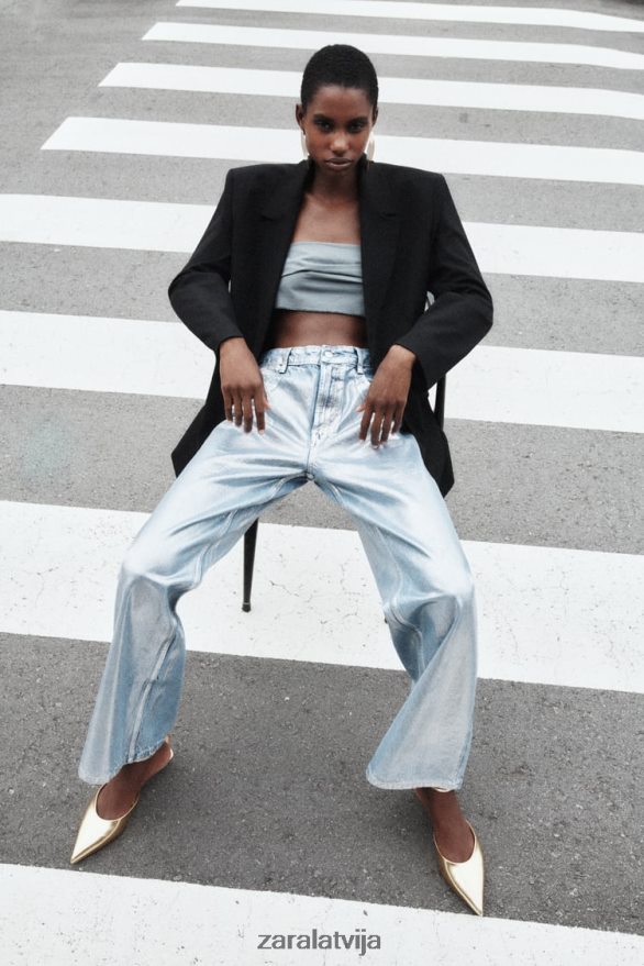 taisna piegriezuma žakete sievietes Zara melns 6ZTV40159 apģērbs