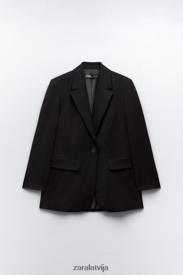 taisna piegriezuma žakete sievietes Zara melns 6ZTV40159 apģērbs