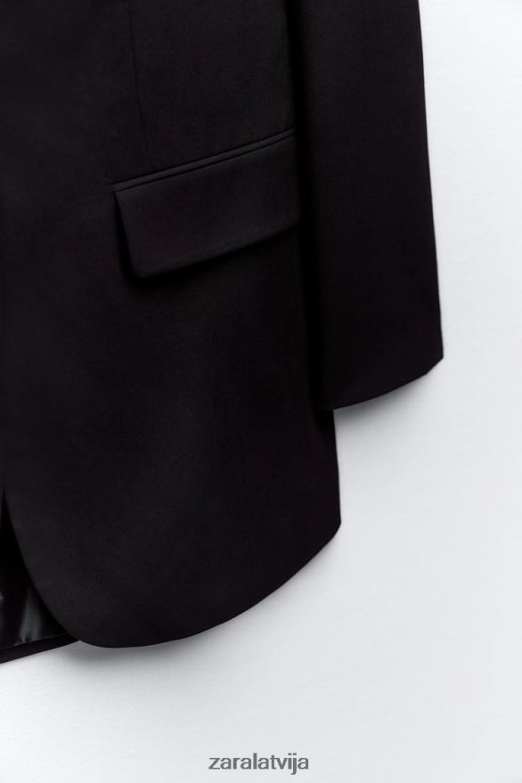 taisna piegriezuma žakete sievietes Zara melns 6ZTV40159 apģērbs
