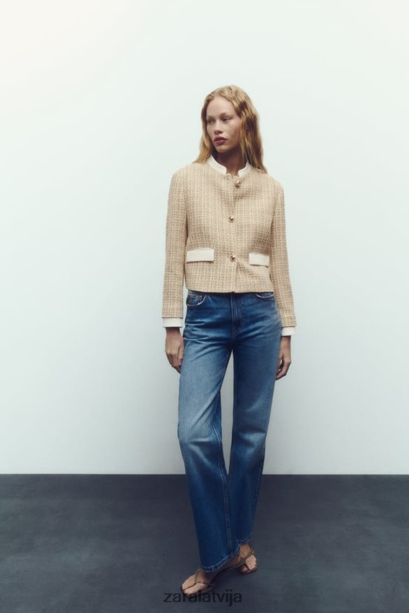 teksturēts īss žakete sievietes Zara daudzkrāsains 6ZTV40169 apģērbs