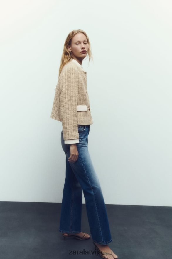 teksturēts īss žakete sievietes Zara daudzkrāsains 6ZTV40169 apģērbs