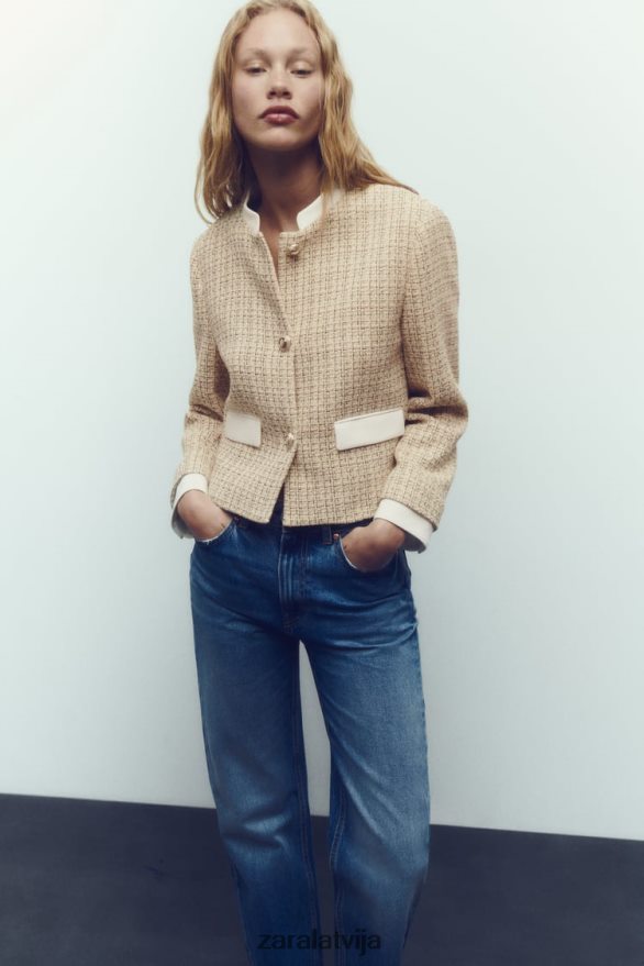 teksturēts īss žakete sievietes Zara daudzkrāsains 6ZTV40169 apģērbs