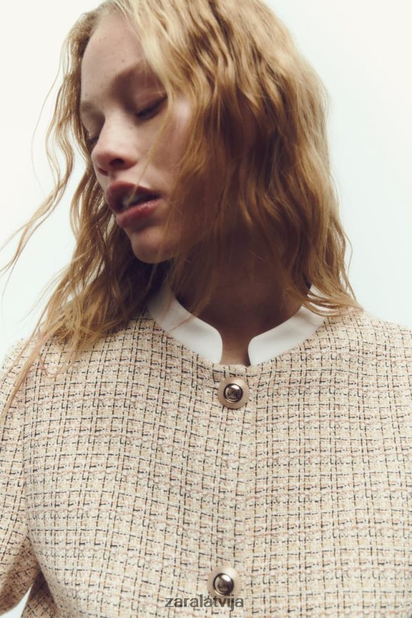 teksturēts īss žakete sievietes Zara daudzkrāsains 6ZTV40169 apģērbs